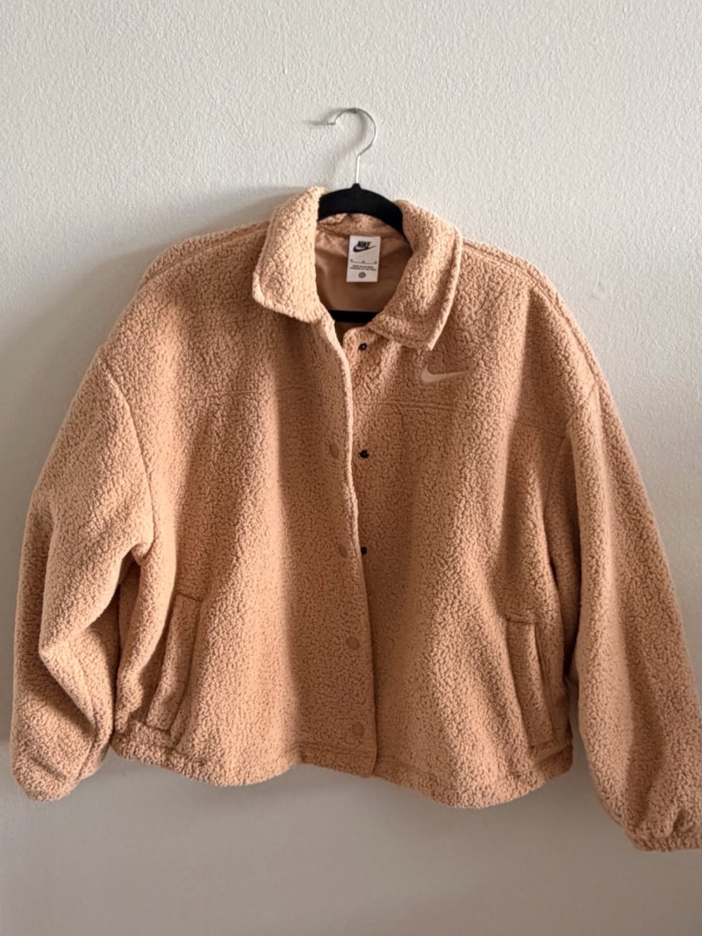 Nike Women's Beige Sherpa Teddy Jacket